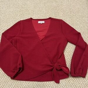 Madewell Crepe Red Shirt with Bow